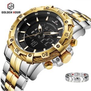 SmartbuyerNG Golden Hour Intertwined Silver-Gold Black Luxury Watch