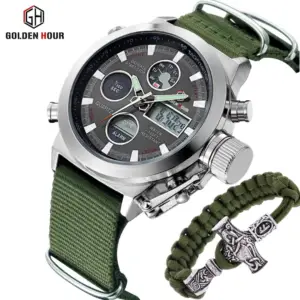 SmartbuyerNG Golden Hour Army Green Belt Luxury Watch