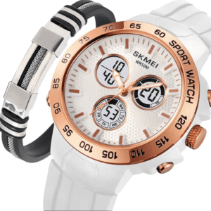 SmartbuyerNG Skmei DualTime Bold White Strap Men Luxury Watch